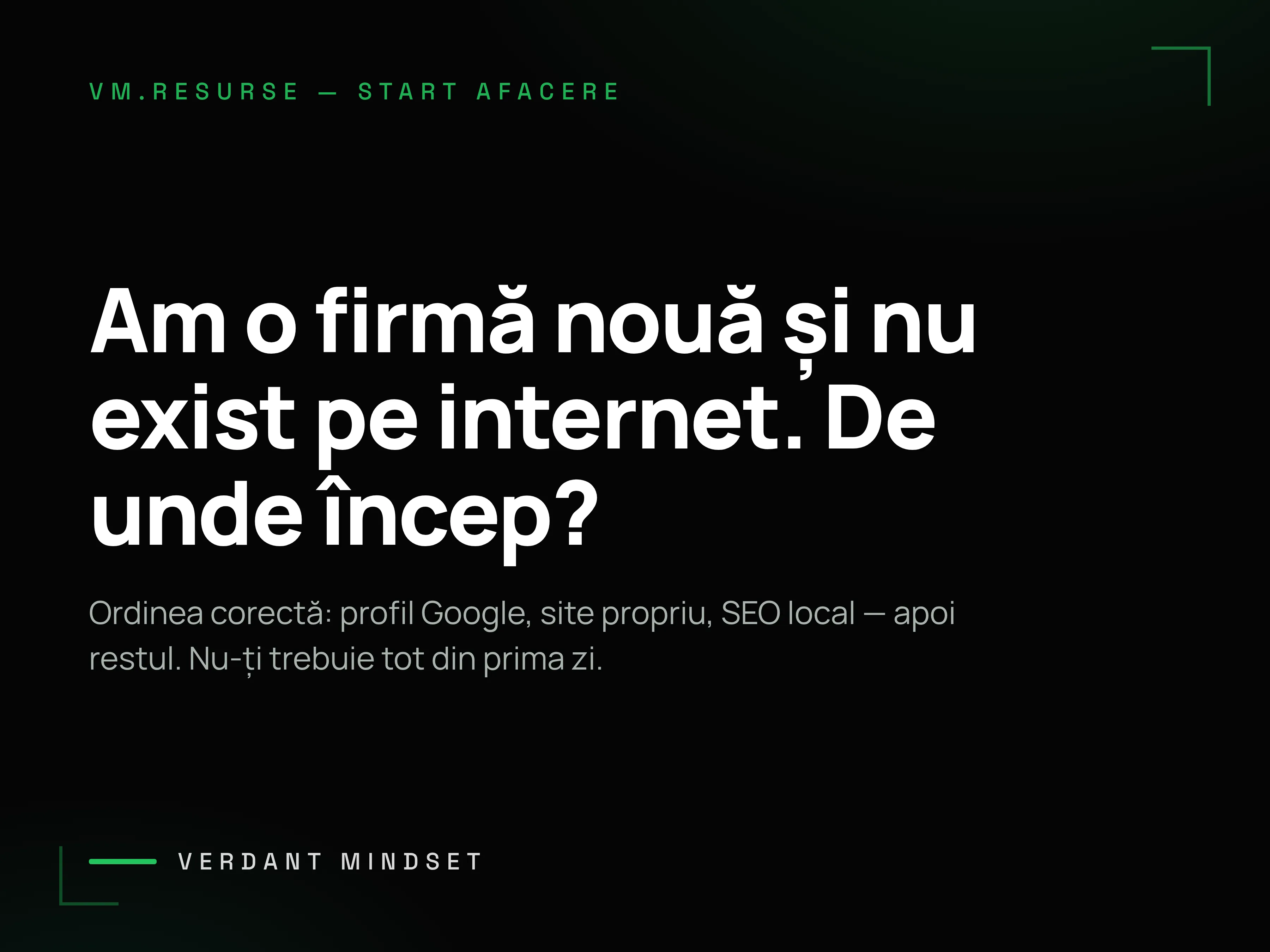 Copertă Verdant Mindset: Am o firmă nouă și nu exist pe internet. De unde încep?