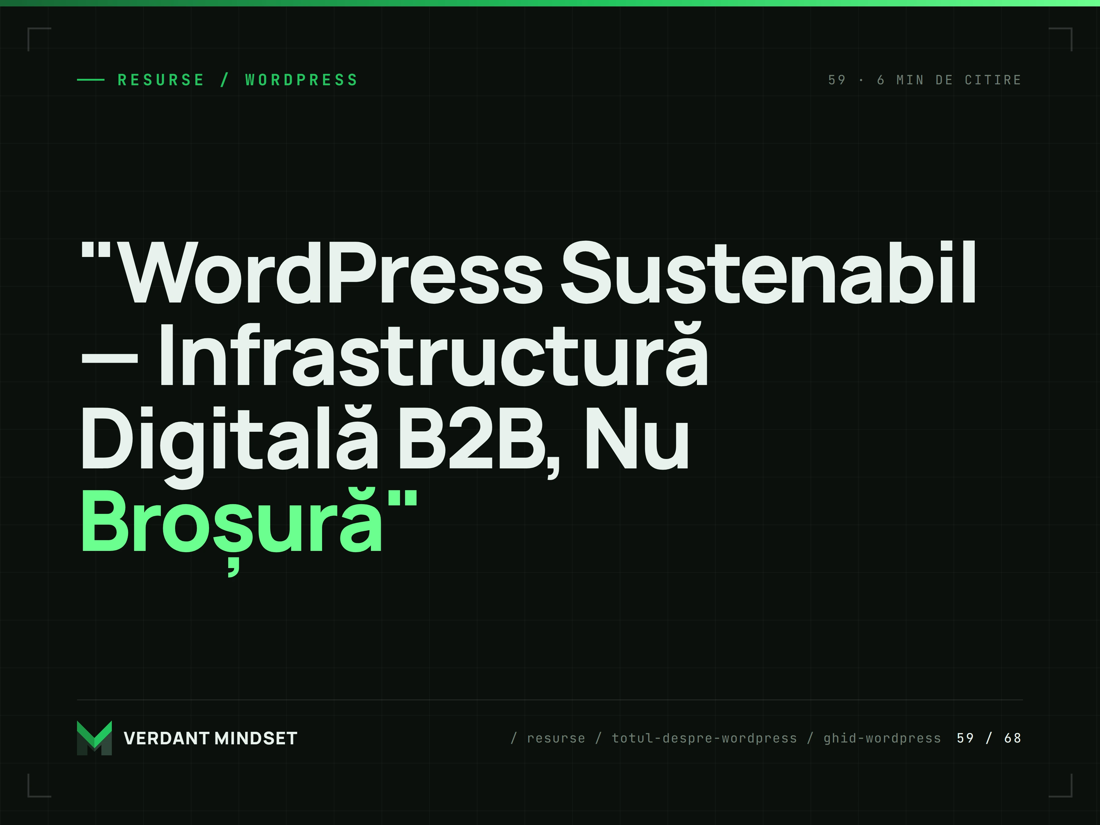 "WordPress Sustenabil — Infrastructură Digitală B2B, Nu Broșură"
