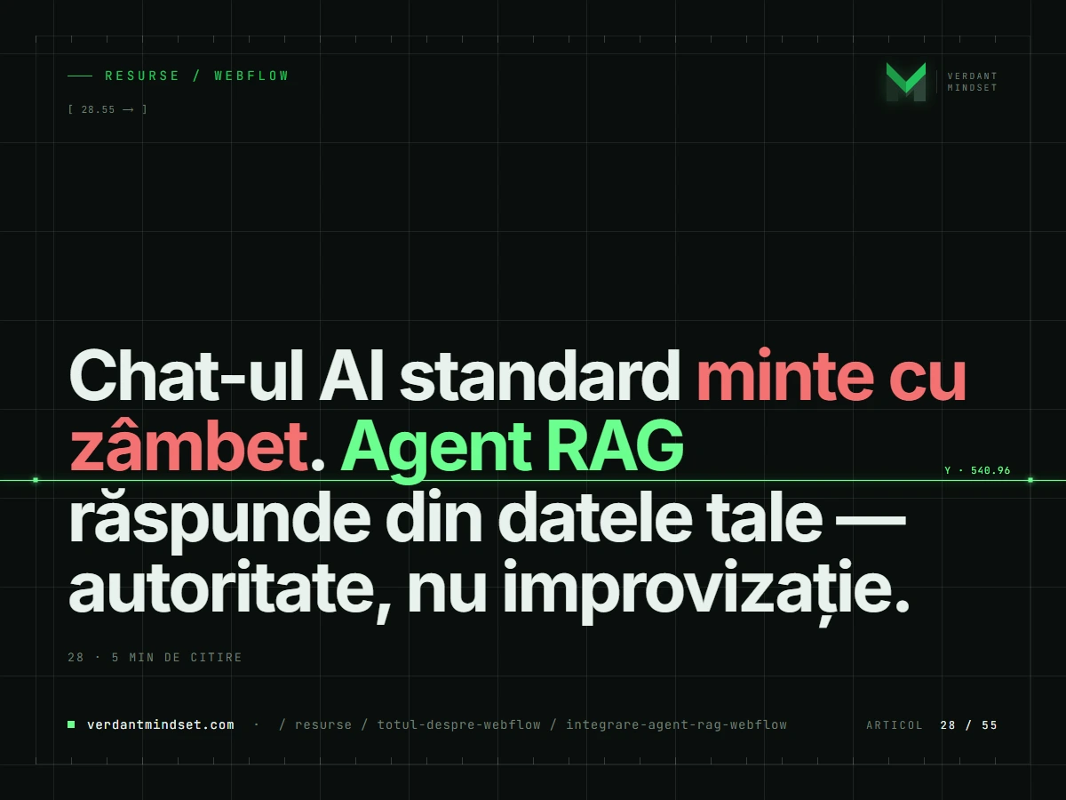 Integrare agent RAG Webflow. Cum să automatizezi suportul fără ca AI-ul să „halucineze”?