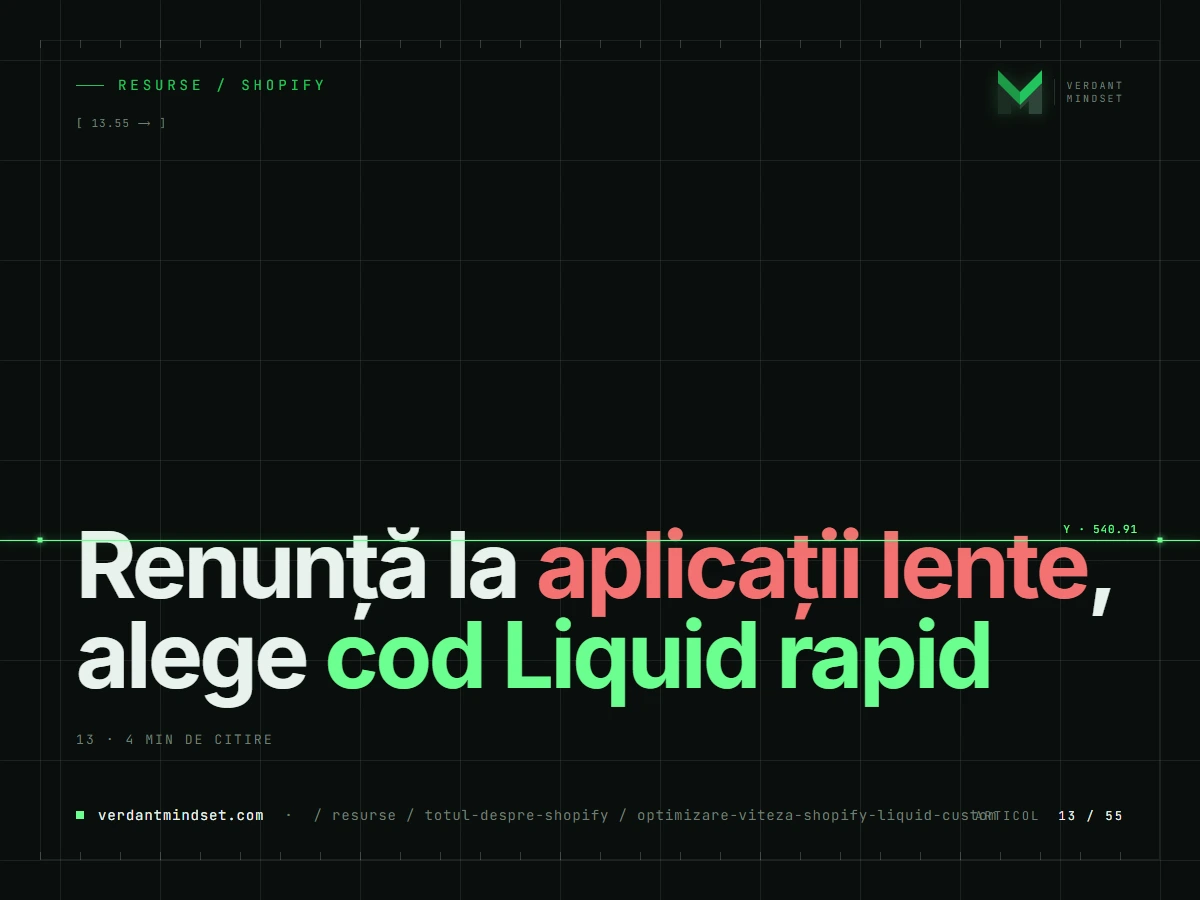 Optimizare viteză Shopify: De ce "App Bloat" îți ucide conversiile și cum scriem cod Liquid Custom?