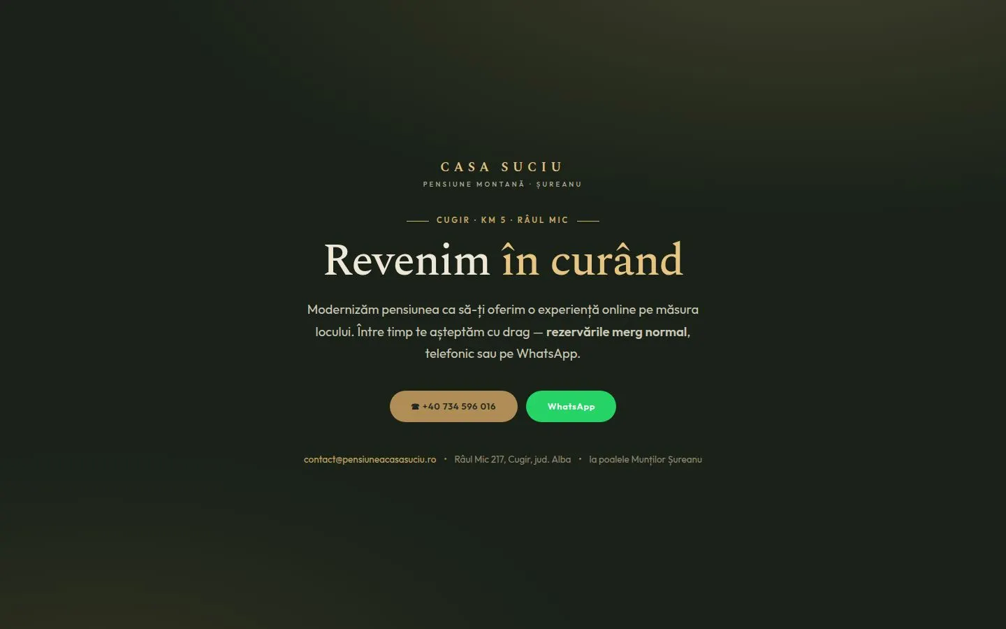 Site live Pensiunea Casa Suciu — construit de Verdant Mindset
