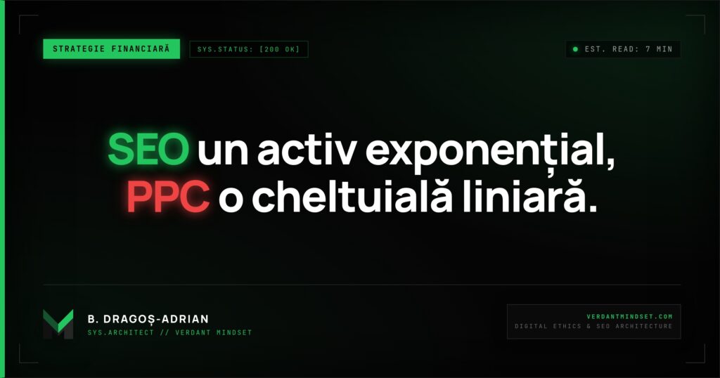 Analiză ROI comparativă între SEO ca activ și PPC cheltuială.
