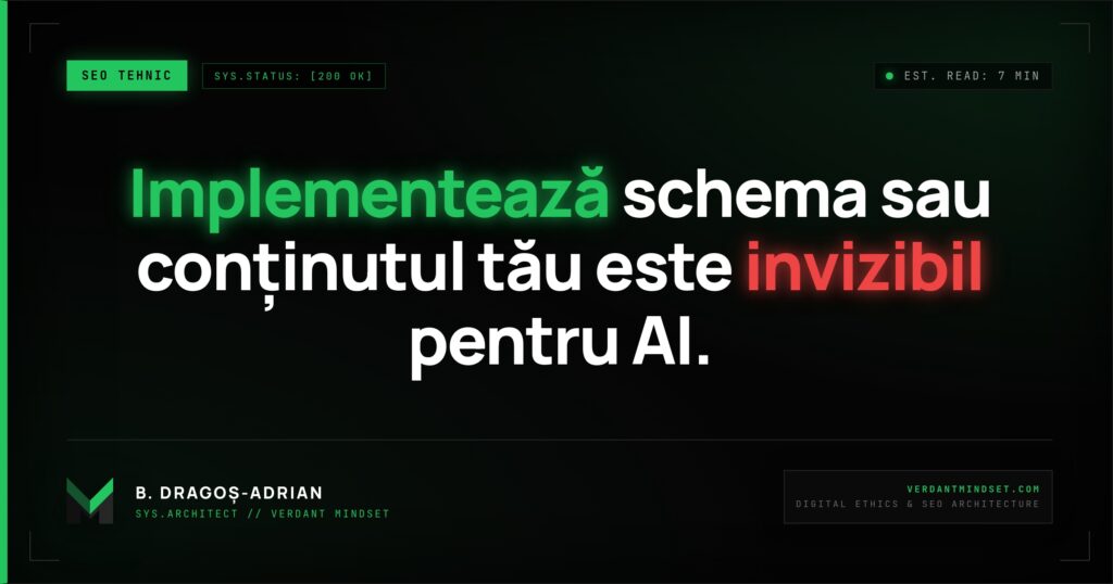 Ghid implementare schema markup JSON-LD pentru SEO și E-E-A-T.