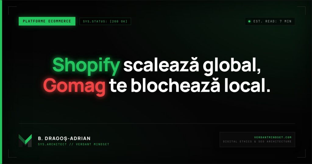 Comparație Shopify vs Gomag: costuri, AI, scalare internațională.