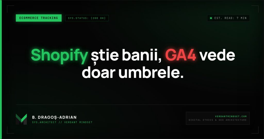 Explicația discrepanței de date dintre Shopify versus Google Analytics 4.