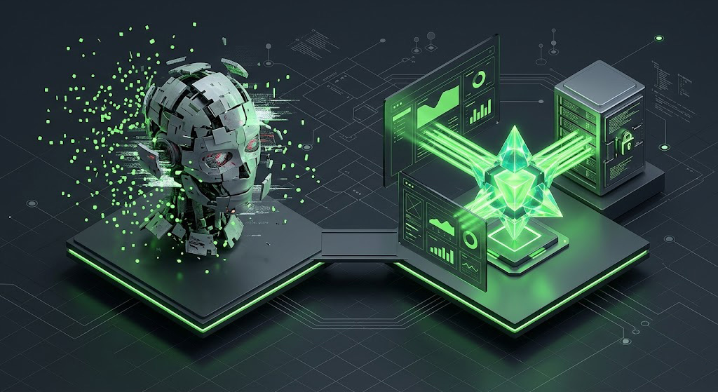 Diagramă tehnică ce compară un chatbot clasic cu arhitectura precisă a unui agent RAG integrat în Webflow.