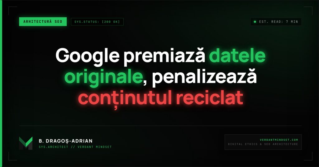 Core Update 2026 prioritizează Information Gain și datele originale.