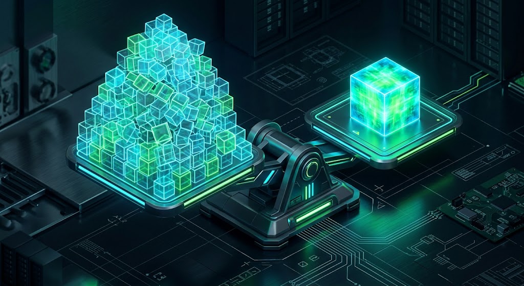 Diagramă conceptuală reprezentând superioritatea datelor originale (Information Gain) față de conținutul reciclat în evaluările Google Core Update 2026.