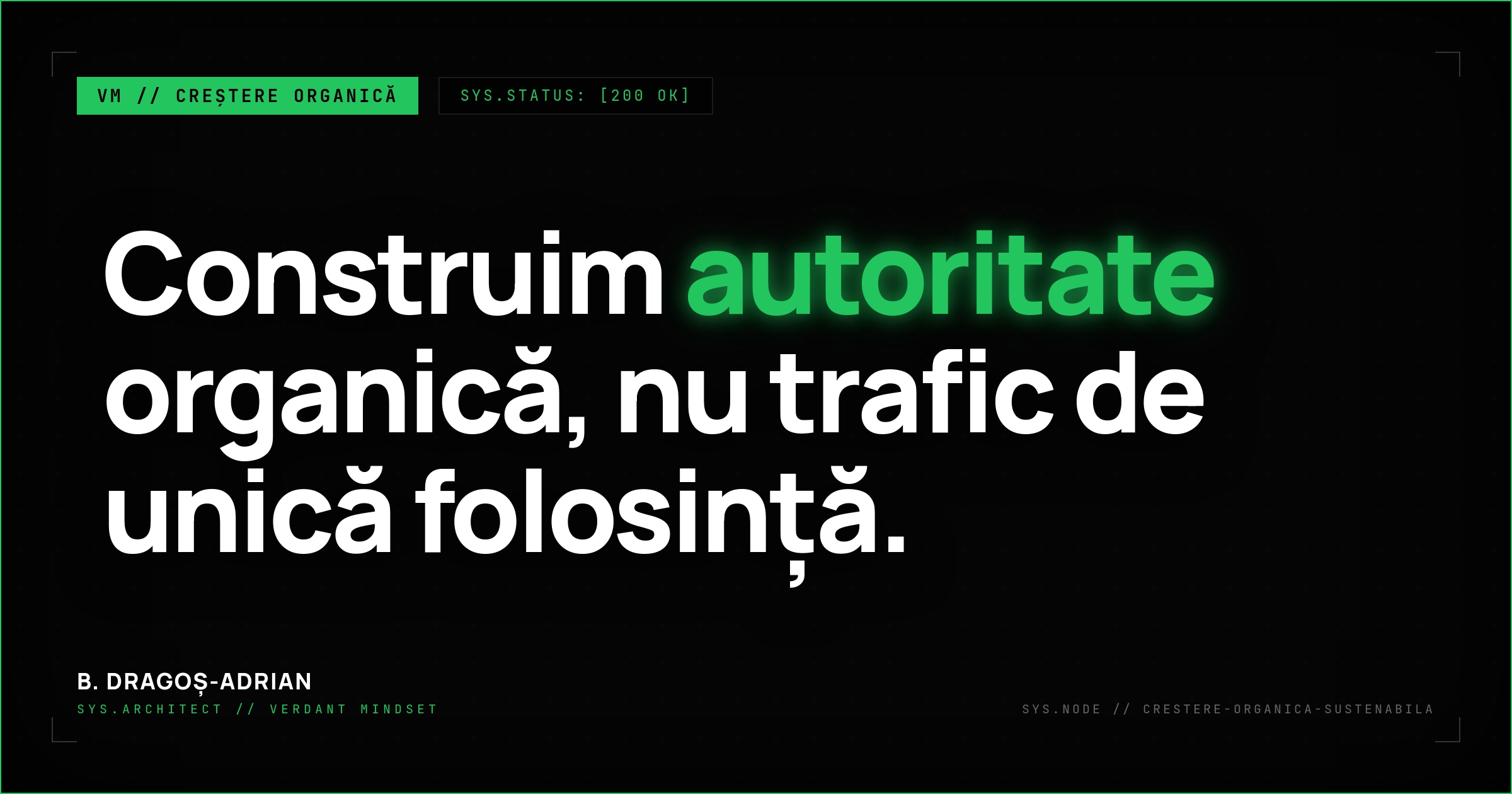 Strategie de creștere organică pentru autoritate digitală pe termen lung.