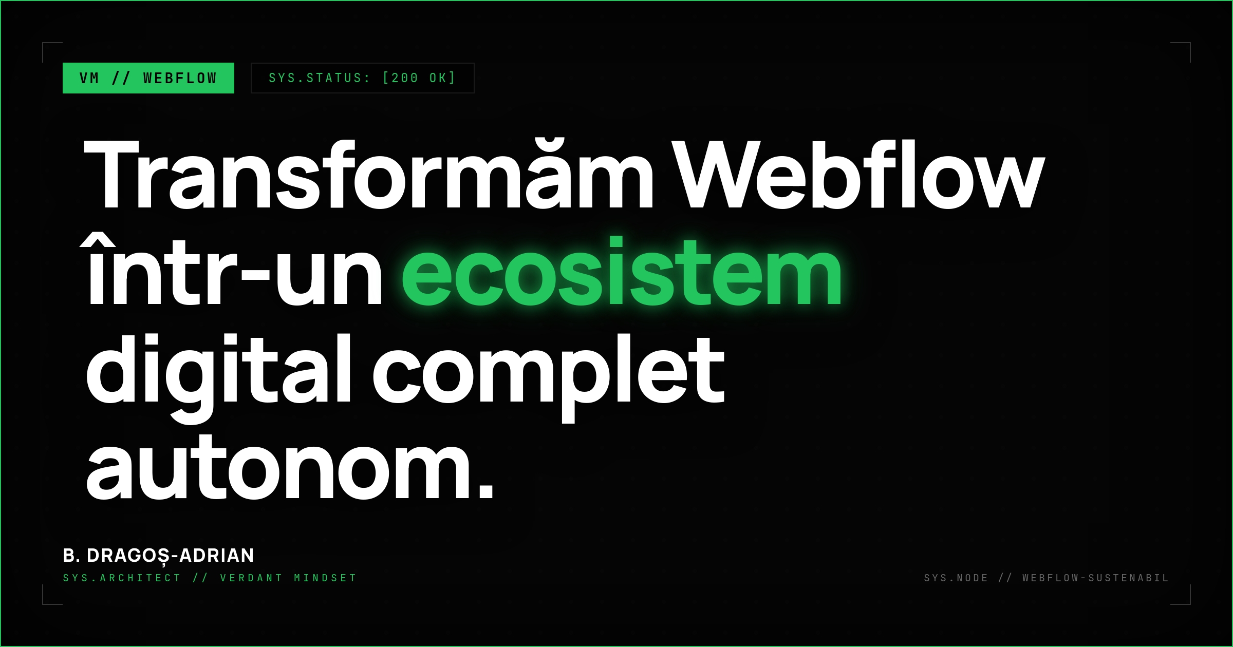 Ecosisteme Webflow sustenabile cu automatizări n8n și integrare AI.